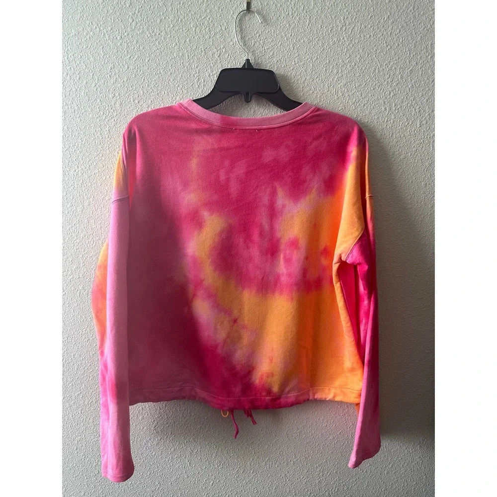 14th & Union Women's Tie Dye Drawstring Hem Shirt In Pink Orange - Picture 11 of 11